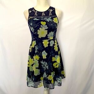 Loft Navy & Yellow Floral Dress